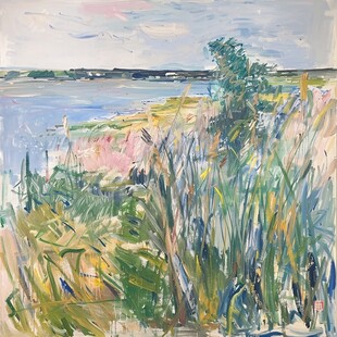 湖边油画
