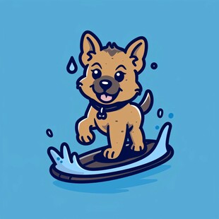小狗冲浪