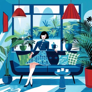 居家场景插画