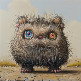 手绘萌猫头鹰装饰画