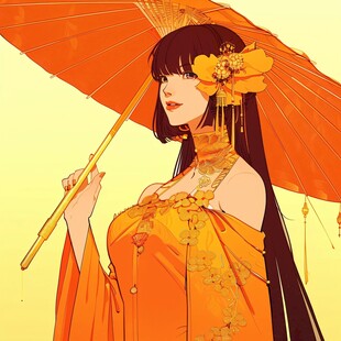 黄色旗袍插画