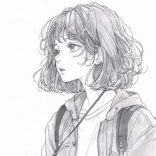 短发女孩线稿