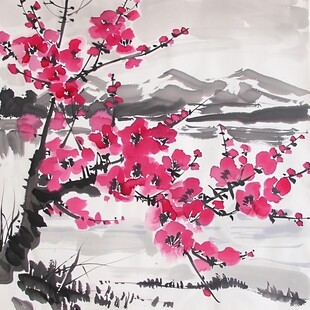 梅花水粉画