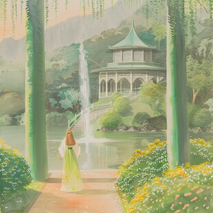 插画爱晚亭