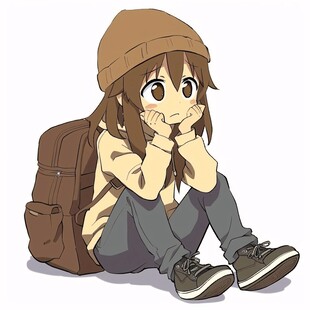 蹲在地上的女孩