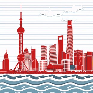 华东地区城市建筑插画