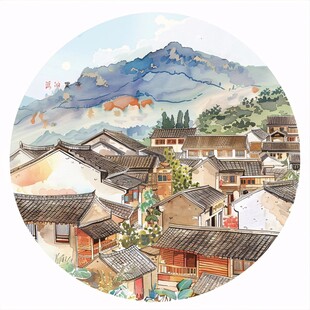束河古镇插画