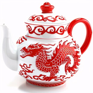 双龙瓷壶