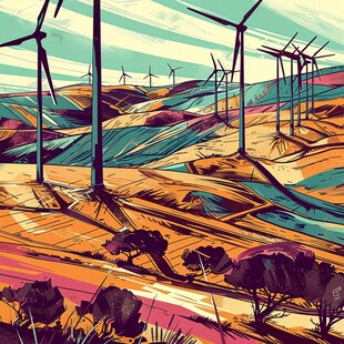 风力发电插画