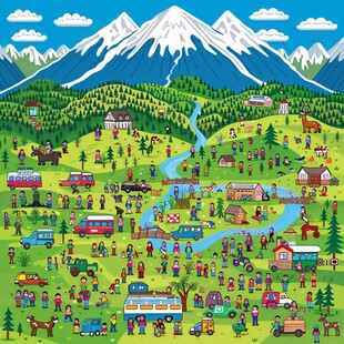 新疆禾木景区插画