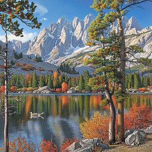 美丽山水风景绘画风景