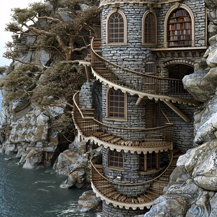 建在岩石上的别墅