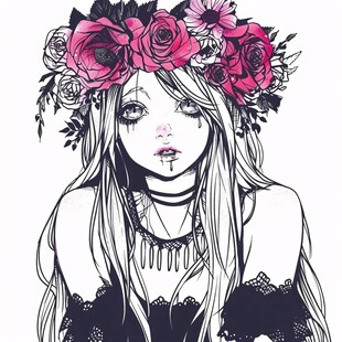 女生头像黑白稿