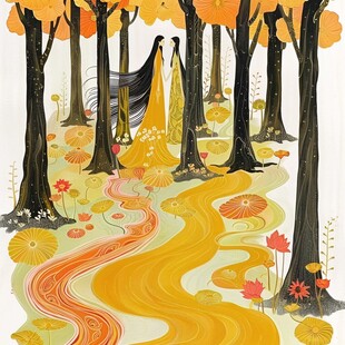 手绘原创插画秋天