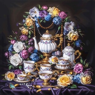 高清插画宫廷静物花卉
