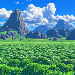 草甸怪石蓝天白云