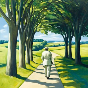 大树下的老人背影