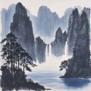 蓝调山水画