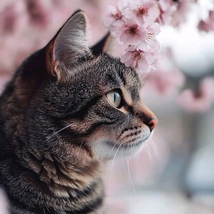 猫咪与鲜花