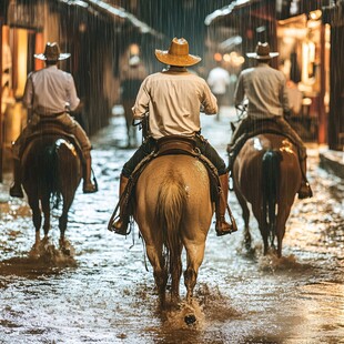 雨中马匹