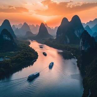 兴坪夕阳航拍