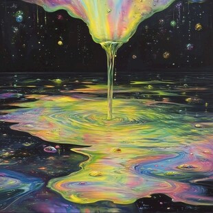 流彩流体浇筑画