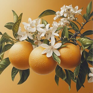 手绘橘子花