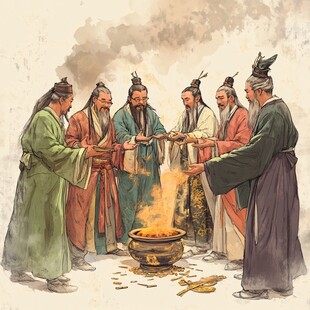 古代新年祭祖场景