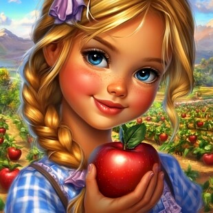 手绘苹果少女