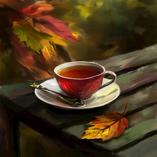 秋天里的茶杯