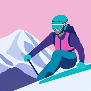 滑雪运动户外出插画