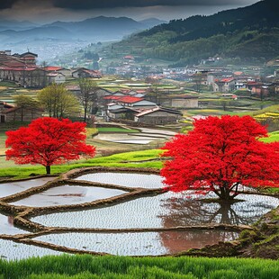 梦幻中国美田园风景