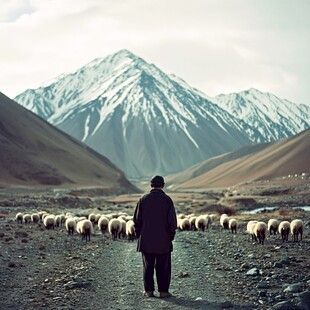 老人与羊群