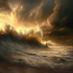 浪花自然褐色天空