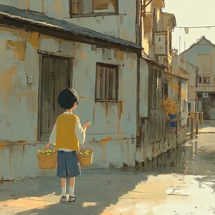 小时候场景插画