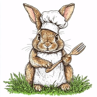 卡通兔子厨师兔