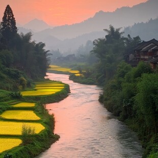 梦幻中国美田园风景