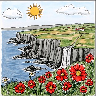 英国景点插画手绘彩绘