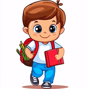 背书包的卡通小孩