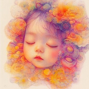 文艺梦境小女孩手绘