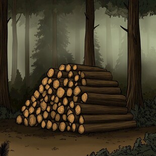 木头与落叶场景