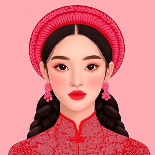 哈尼族美女插画