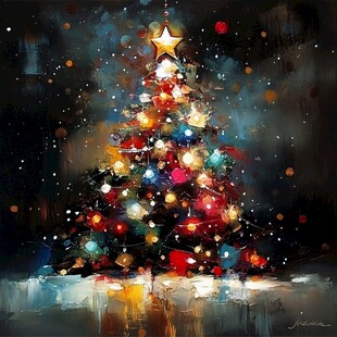 圣诞树油画