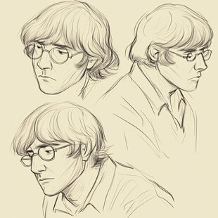 眼镜男子线条图