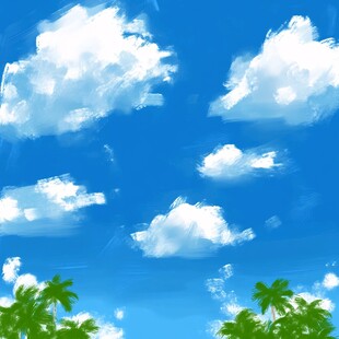 原创天空蓝天手绘夏天