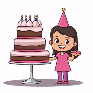 蛋糕店卡通女孩