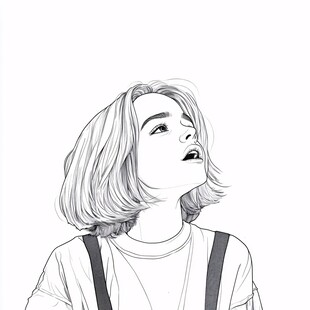 短发女孩线稿