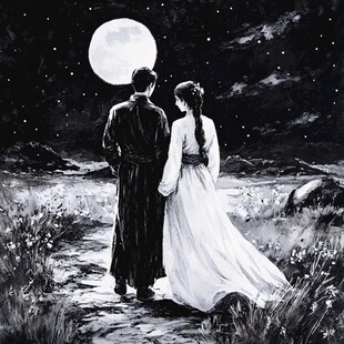 月光下的两人