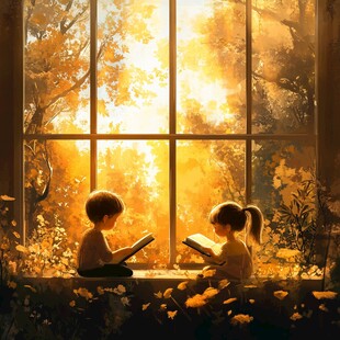 窗下读书剪影