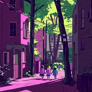 小巷插画